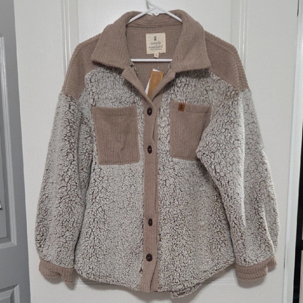 Simply Southern Tan and Cream Sherpa Jacket